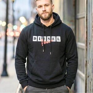 Diesel Power Men’s Black Hoodie Sweatshirt Large